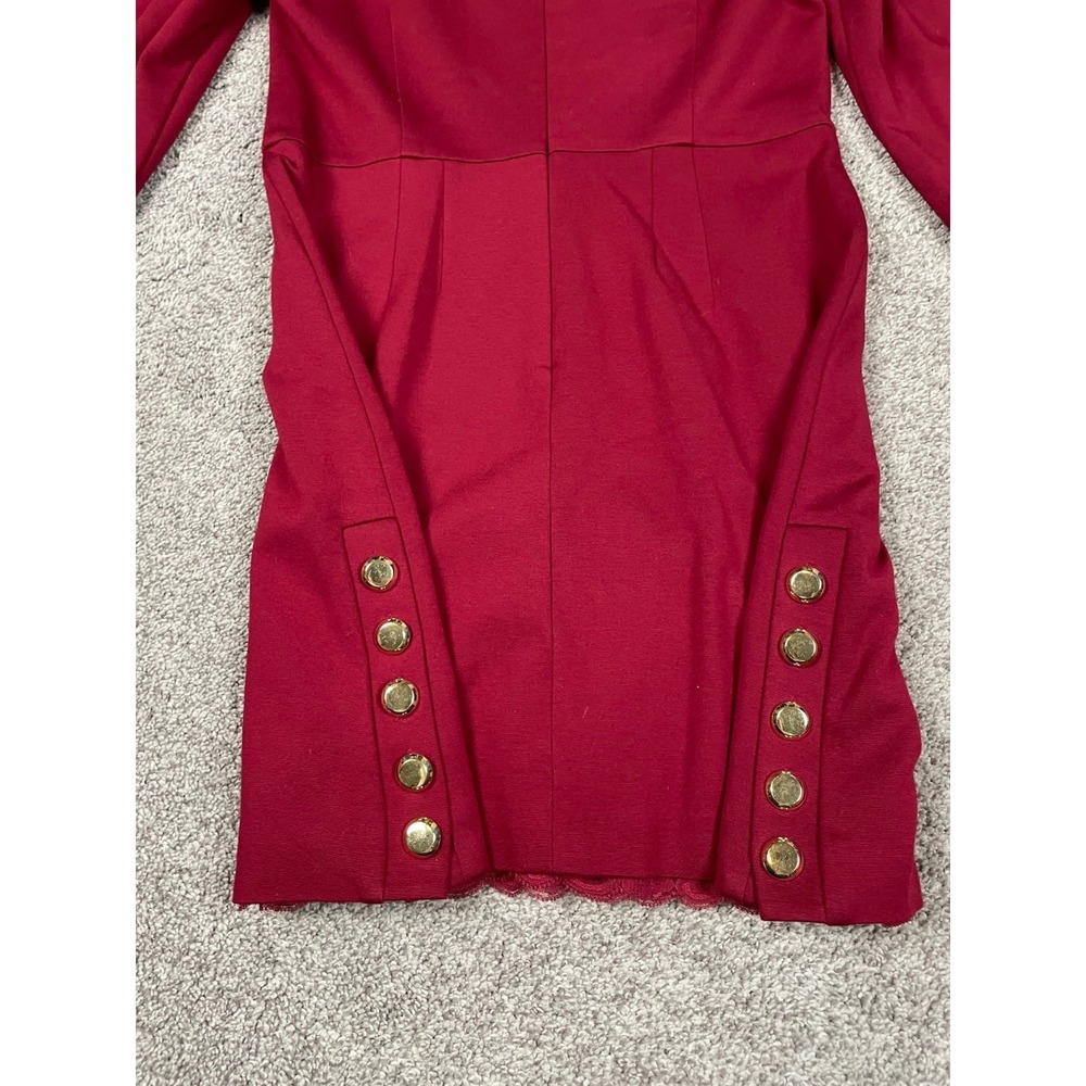 Trina Turk Dress Womens XS Red Gold Button Fit Flare Party Event Business Office - Picture 7 of 14